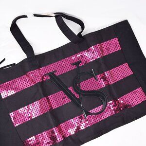 Victoria Secret Sequin Tote Bag Heavenly Lotion Body Wash Fragrance Travel New
